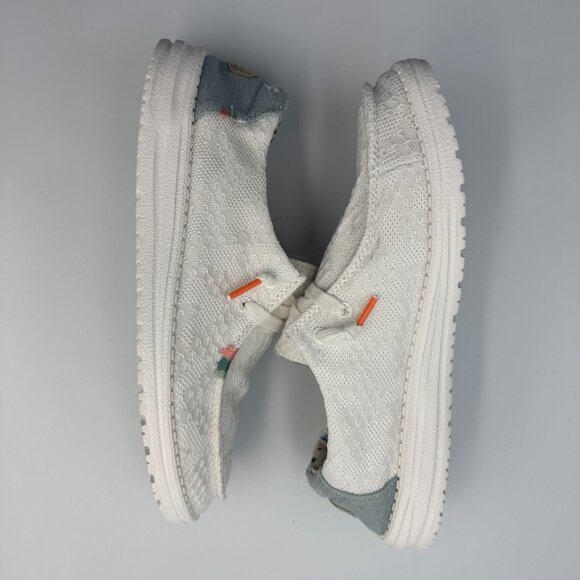 Hey Dude Loafers Women 8 White Crochet Wendy Boho Pristine - Picture 10 of 14
